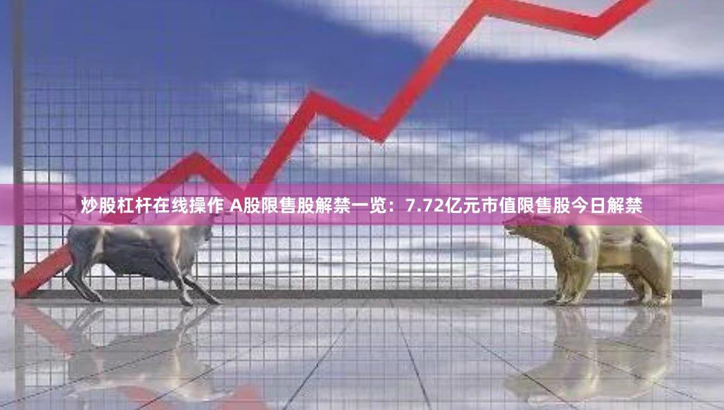 炒股杠杆在线操作 A股限售股解禁一览：7.72亿元市值限售股今日解禁